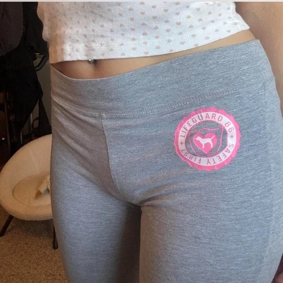 Gray Leggings with Pink Lettering - Picture 2 of 2
